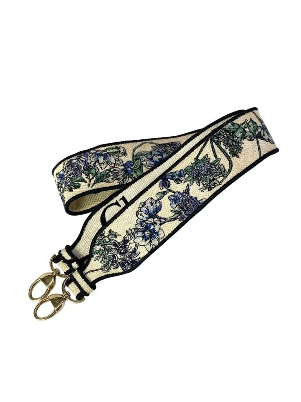 Dior Handbag Lady Delight Medium Bag Ivory Blue Multi Floral Pattern